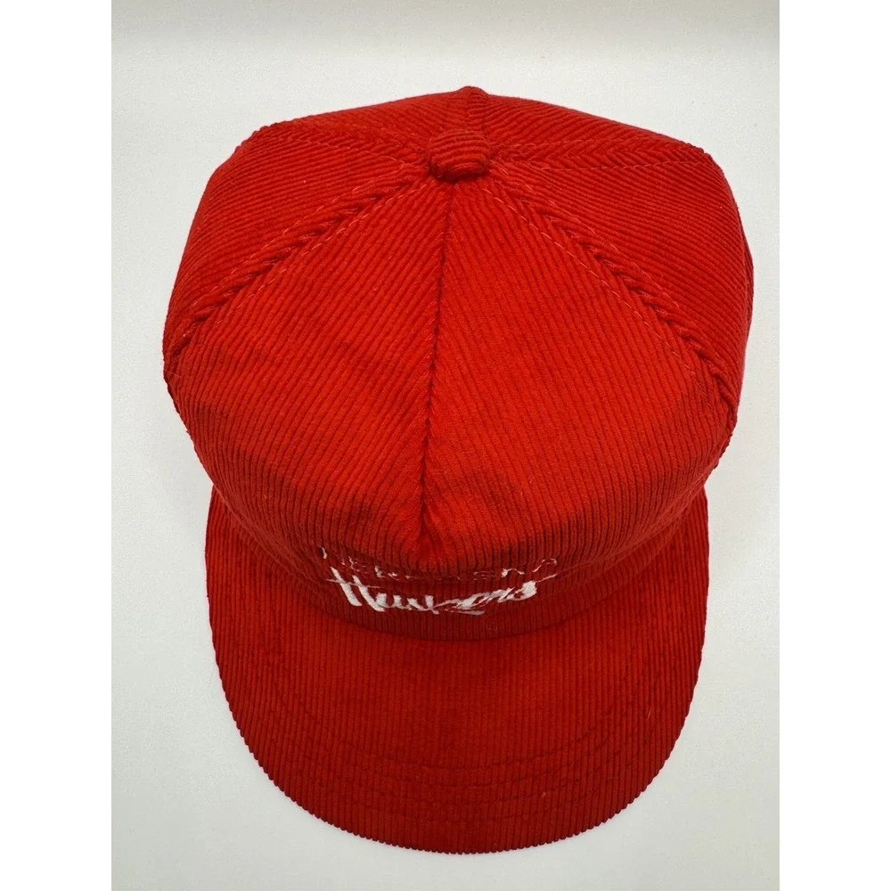 VTG Nebraska Huskers Corduroy Snapback Hat USA Made Red Cap OSFA